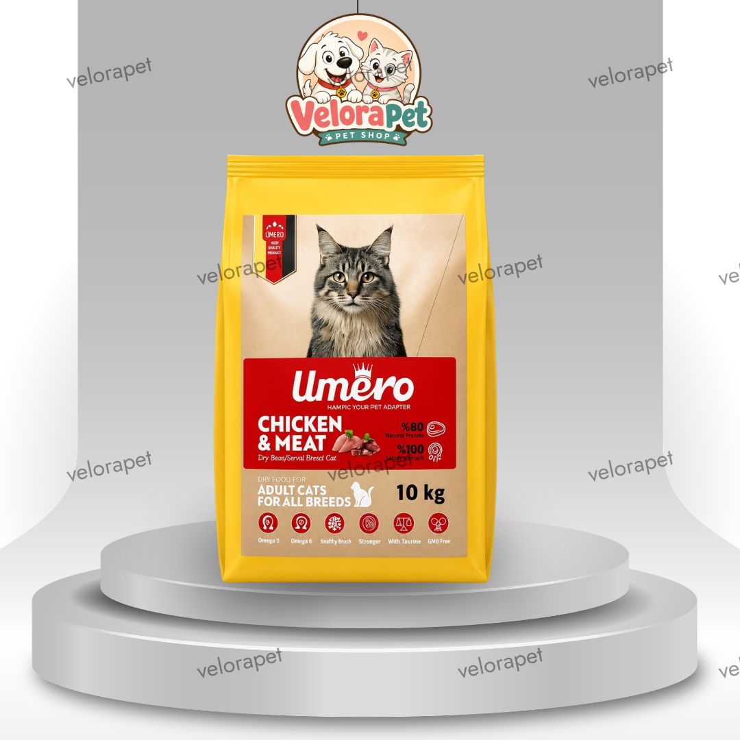 غذا خشک گربه برند اومرو Umero مدل بالغ طعم مرغ و گوشت 10 کیلو گرم